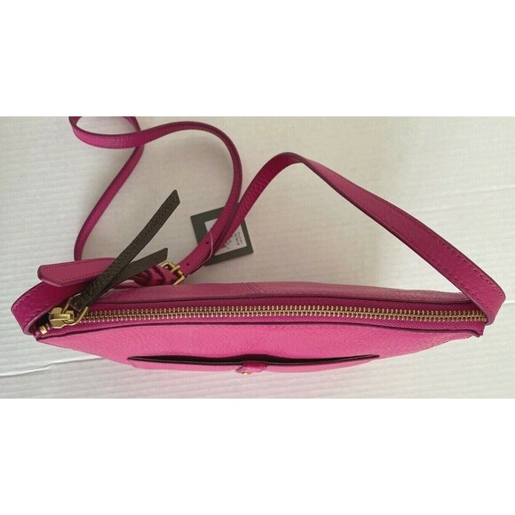 New Fossil Jenna Top Zip Crossbody handbag Like Style Leather Berry - Picture 6 of 8